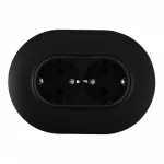 Круглая розетка двойная с заземлением и шторками Arte Milano SET08-double-40-2 black