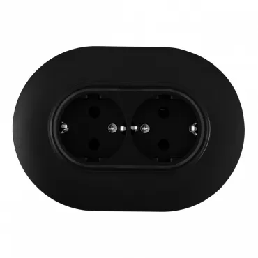 Круглая розетка двойная с заземлением и шторками Arte Milano SET08-double-40-2 black