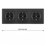 Розетка тройная (трехпостовая) с заземлением и шторками Arte Milano SET06-3-40-1x3 black от ImperiumLoft