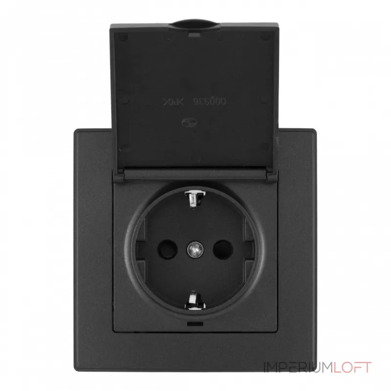 Комплект розетки с заземлением и шторками Arte Milano SET06-1-41-1 black