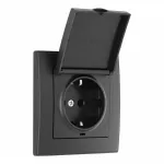 Комплект розетки с заземлением и шторками Arte Milano SET06-1-41-1 black