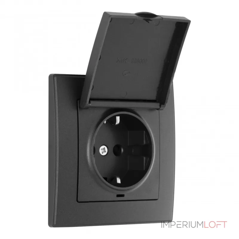 Комплект розетки с заземлением и шторками Arte Milano SET06-1-41-1 black