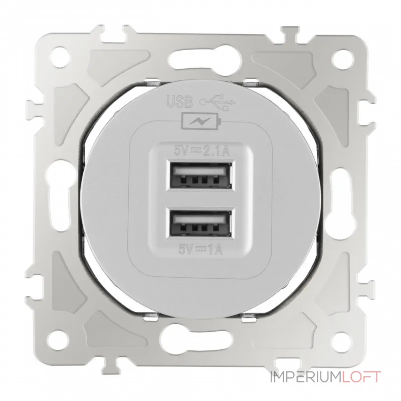 Розетка USB 2.1А+1А 202.46-1.silver от ImperiumLoft Розетка USB 2.1А+1А 202.46-1.silver от ImperiumLoft
