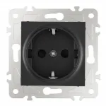 Розетка с заземлением и шторками, 16A 250V 203.40-1.black