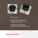 Розетка с заземлением, шторками + USB, 16A 250V, USB DC 5V 2.1A 203.47-1.white
