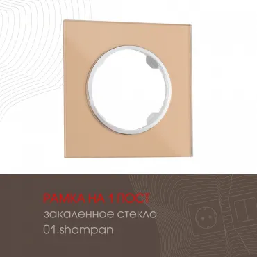 Рамка из закаленного стекла на 1 пост 502.01-1.shampan