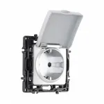 Розетка с заземлением, шторками и защитной крышкой, 16A 250V 217.41-1.silver
