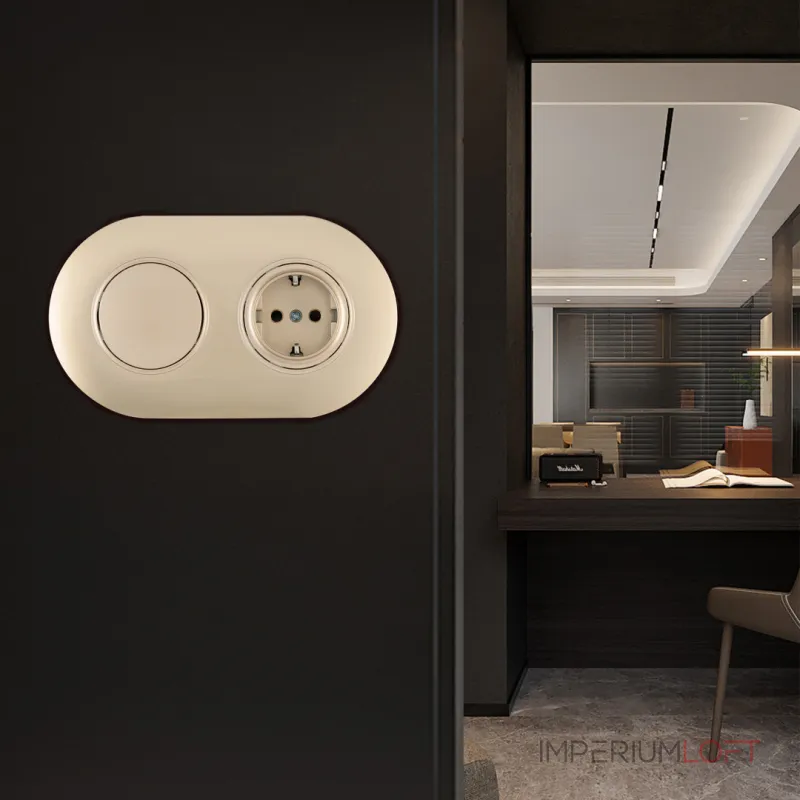 Выключатель круглый одноклавишный с розеткой, заземлением, шторками Arte Milano SET08-2-40-1-30-1 shampan от ImperiumLoft Выключатель круглый одноклавишный с розеткой, заземлением, шторками Arte Milano SET08-2-40-1-30-1 shampan от ImperiumLoft