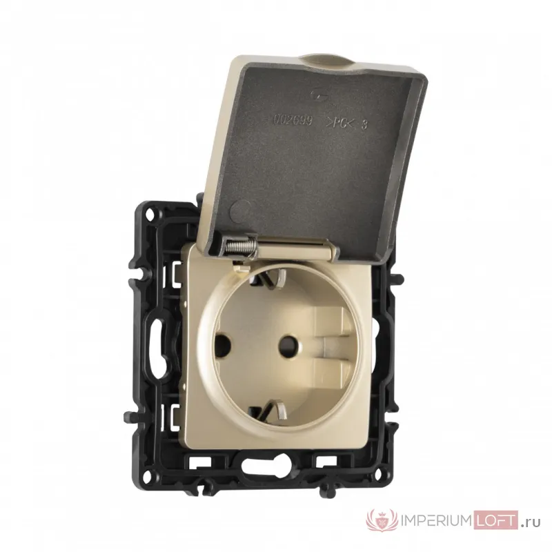 Розетка с заземлением, шторками и защитной крышкой, 16A 250V 217.41-1.shampan от ImperiumLoft