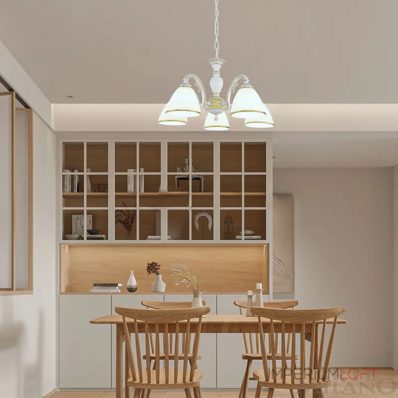 Подвесная люстра Arte Milano AM340837 340837/5 WT+G Подвесная люстра Arte Milano AM340837 340837/5 WT+G