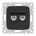 Розетка телефонная RJ11 + компьютерная RJ45 205.44-1.black