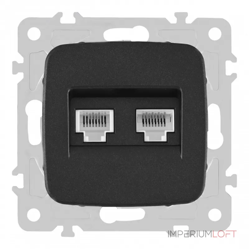 Розетка телефонная RJ11 + компьютерная RJ45 205.44-1.black