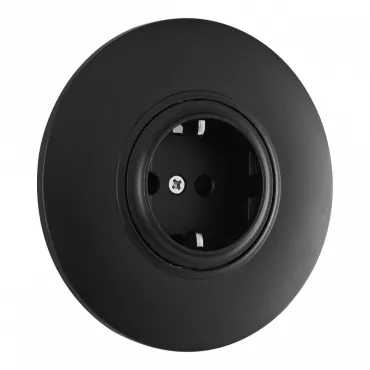 Розетка круглая с заземлением, шторками, рамкой однопостовой Arte Milano SET08-1-40-1 black