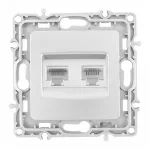 Розетка телефонная RJ11 + компьютерная RJ45 217.44-1.silver от ImperiumLoft