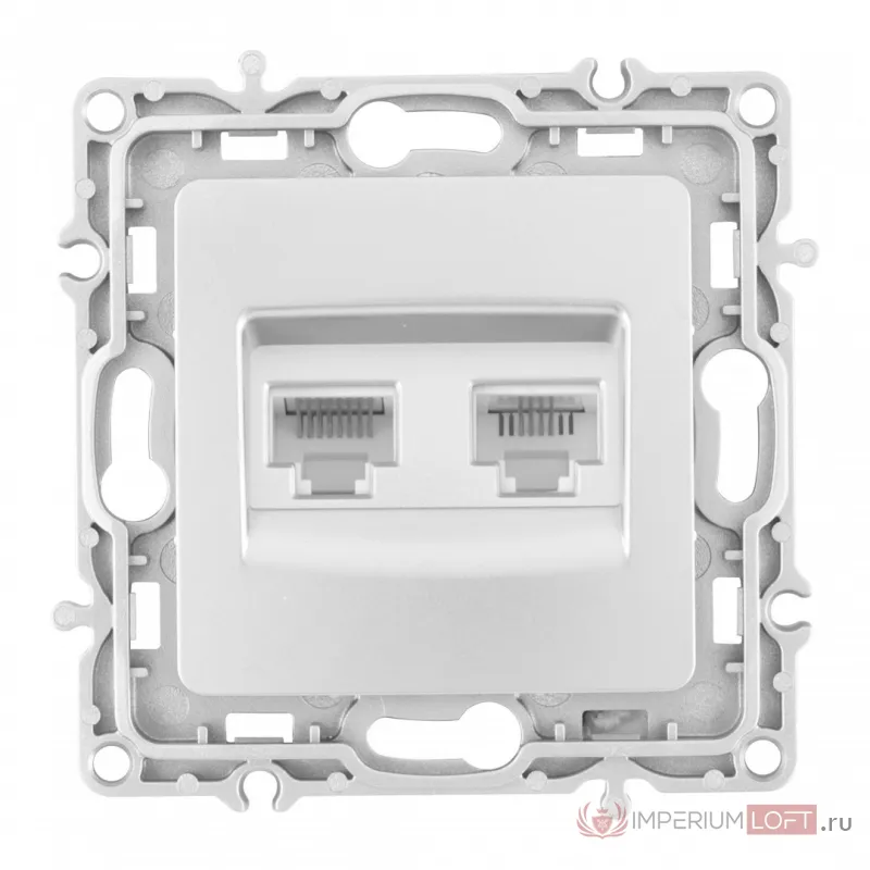 Розетка телефонная RJ11 + компьютерная RJ45 217.44-1.silver от ImperiumLoft