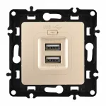 Розетка USB 2.1А+1А 217.46-1.shampan