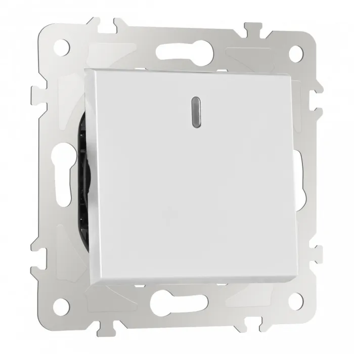 Переключатель одноклавишный перекрёстный с подсветкой, 10AX 250V 203.35-1.silver от ImperiumLoft