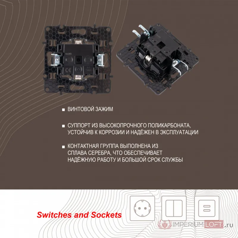 Розетка с заземлением, шторками и защитной крышкой, 16A 250V 217.41-1.shampan от ImperiumLoft