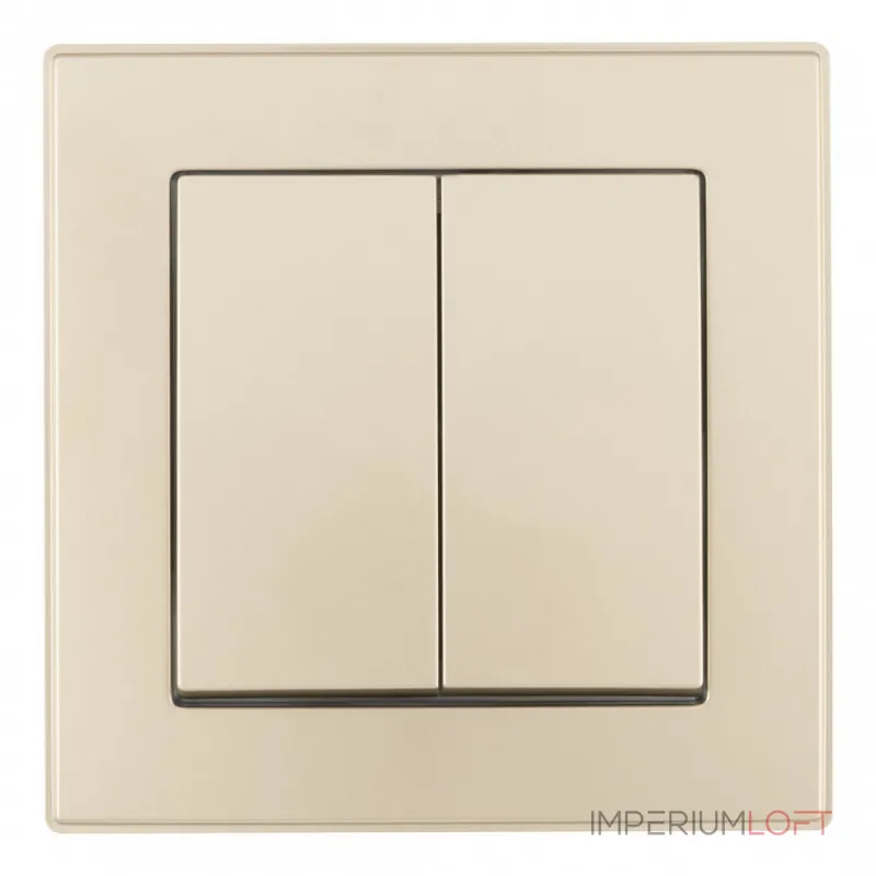 Выключатель двухклавишный с рамкой Arte Milano SET06-1-30-2 shampan