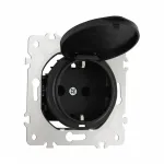 Розетка с заземлением, шторками и защитной крышкой, 16A 250V 202.41-1.black