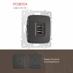Розетка USB 2.1А+1А 205.46-1.black