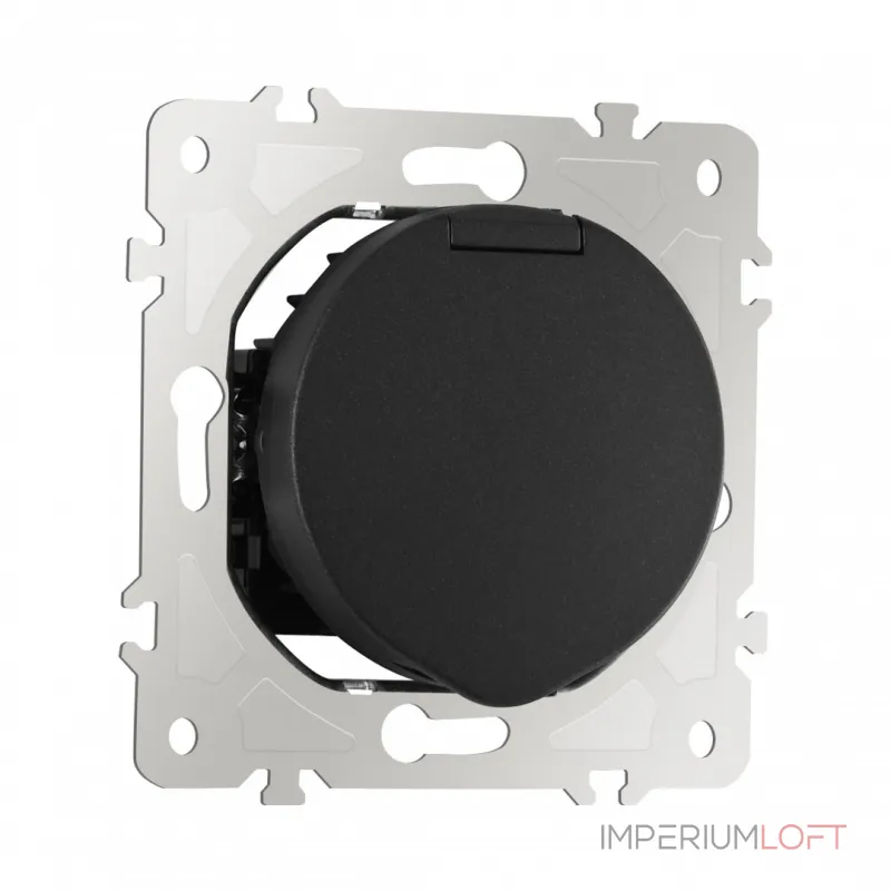 Розетка с заземлением, шторками и защитной крышкой, 16A 250V 202.41-1.black