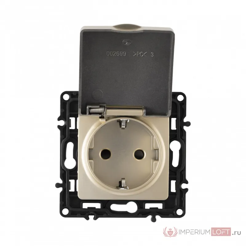 Розетка с заземлением, шторками и защитной крышкой, 16A 250V 217.41-1.shampan от ImperiumLoft