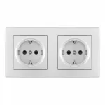 Розетка двойная (двухпостовая) с заземлением и шторками Arte Milano SET06-2-40-1x2 silver