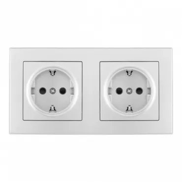 Розетка двойная (двухпостовая) с заземлением и шторками Arte Milano SET06-2-40-1x2 silver