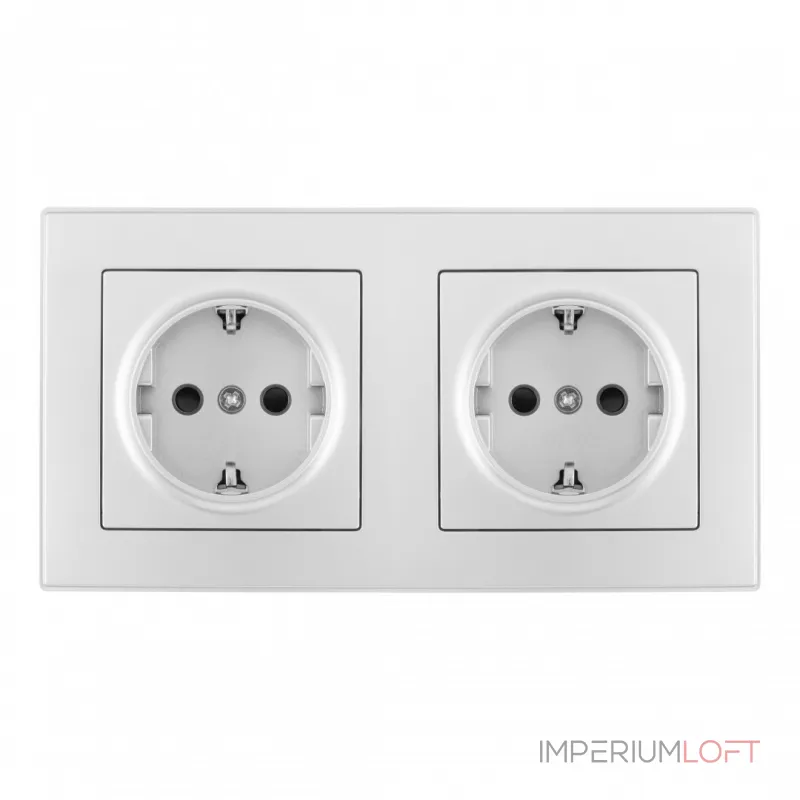 Розетка двойная (двухпостовая) с заземлением и шторками Arte Milano SET06-2-40-1x2 silver