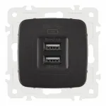 Розетка USB 2.1А+1А 205.46-1.black