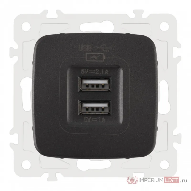 Розетка USB 2.1А+1А 205.46-1.black от ImperiumLoft