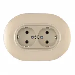 Круглая розетка двойная с заземлением и шторками Arte Milano SET08-double-40-2 shampan