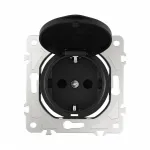 Розетка с заземлением, шторками и защитной крышкой, 16A 250V 202.41-1.black
