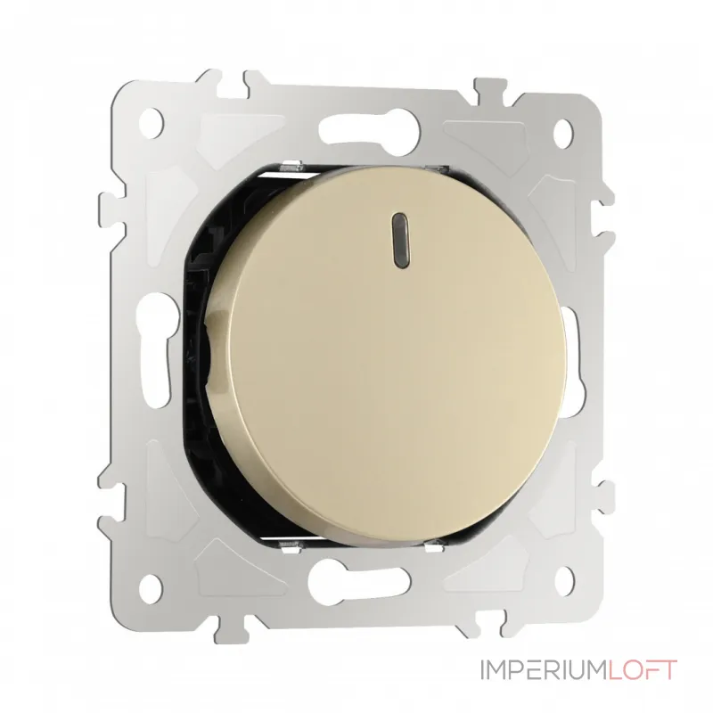 Выключатель одноклавишный проходной (на 2 направления) с подсветкой, 10AX 250V 202.33-1.shampan от ImperiumLoft Выключатель одноклавишный проходной (на 2 направления) с подсветкой, 10AX 250V 202.33-1.shampan от ImperiumLoft