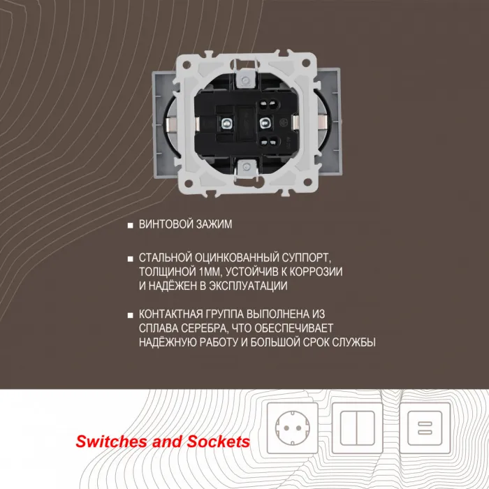 Розетка двойная с заземлением, 16A 250V 206.40-2.silver от ImperiumLoft