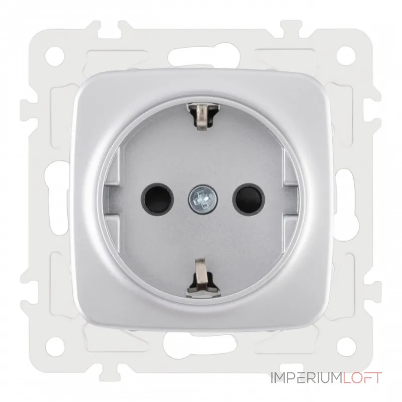 Розетка с заземлением и шторками, 16A 250V 205.40-1.silver