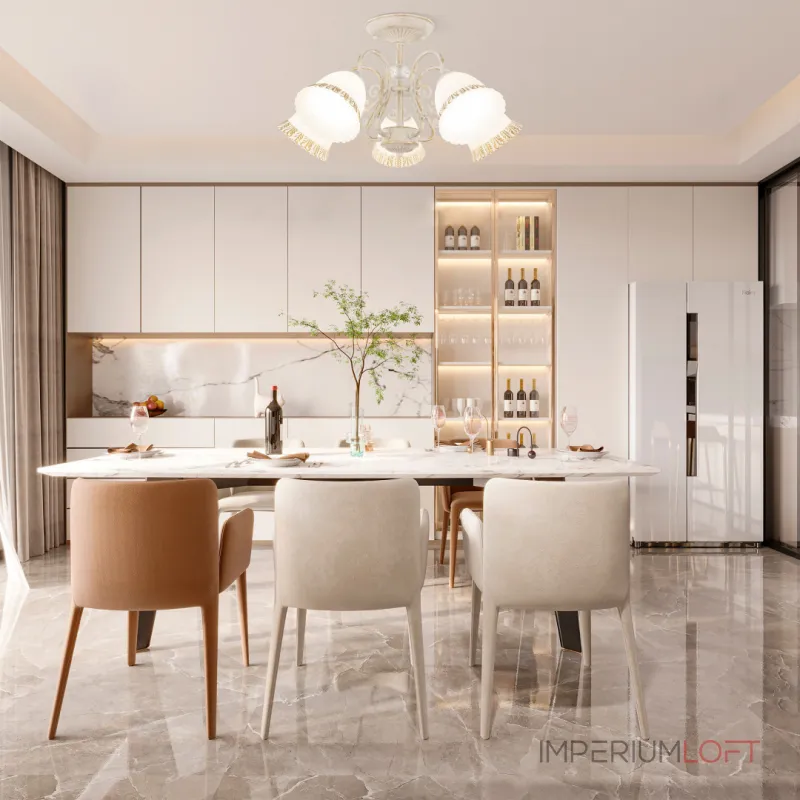 Потолочная люстра Arte Milano AM340800 340800/5 WT+G Потолочная люстра Arte Milano AM340800 340800/5 WT+G