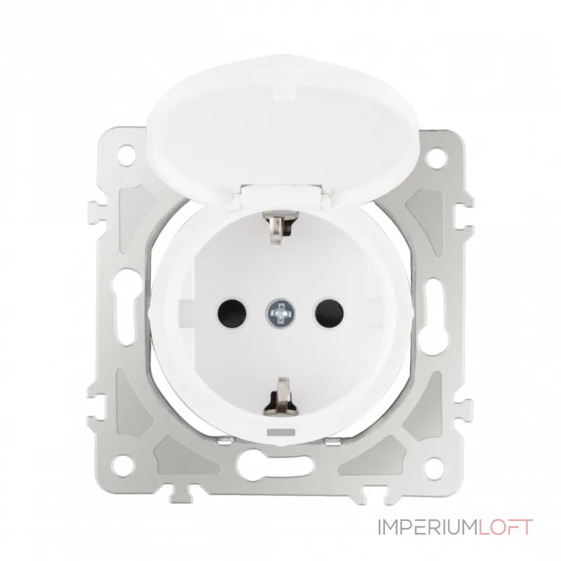 Розетка с заземлением, шторками и защитной крышкой, 16A 250V 202.41-1.white