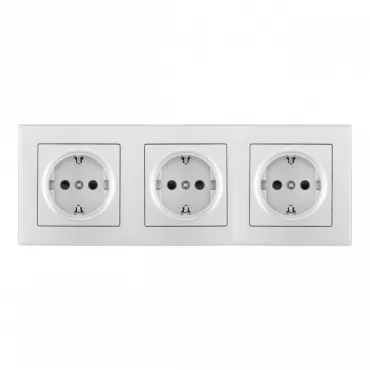 Розетка тройная (трёхпостовая) с заземлением и шторками Arte Milano SET06-3-40-1x3 silver