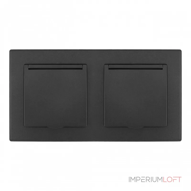 Розетка двойная (двухпостовая) с заземлением Arte Milano SET06-2-41-1x2 black