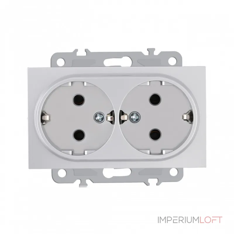 Розетка двойная с заземлением, 16A 250V 206.40-2.silver