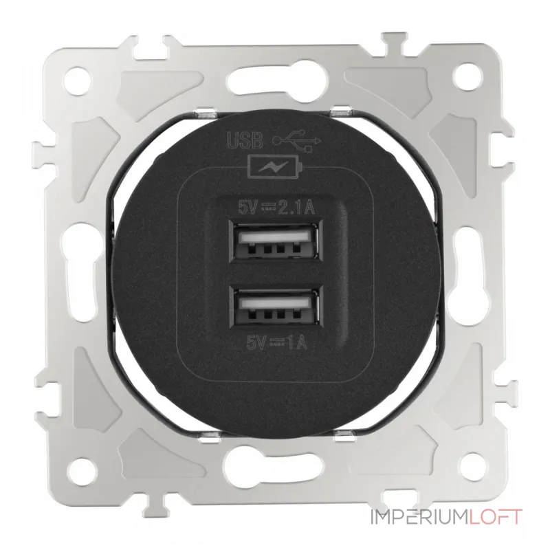Розетка USB 2.1А+1А 202.46-1.black от ImperiumLoft Розетка USB 2.1А+1А 202.46-1.black от ImperiumLoft
