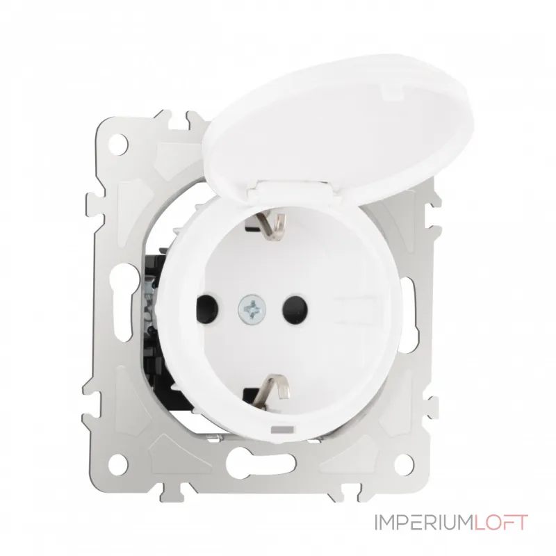 Розетка с заземлением, шторками и защитной крышкой, 16A 250V 202.41-1.white