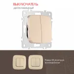 Выключатель двухклавишный, 10AX 250V 205.30-2.shampan