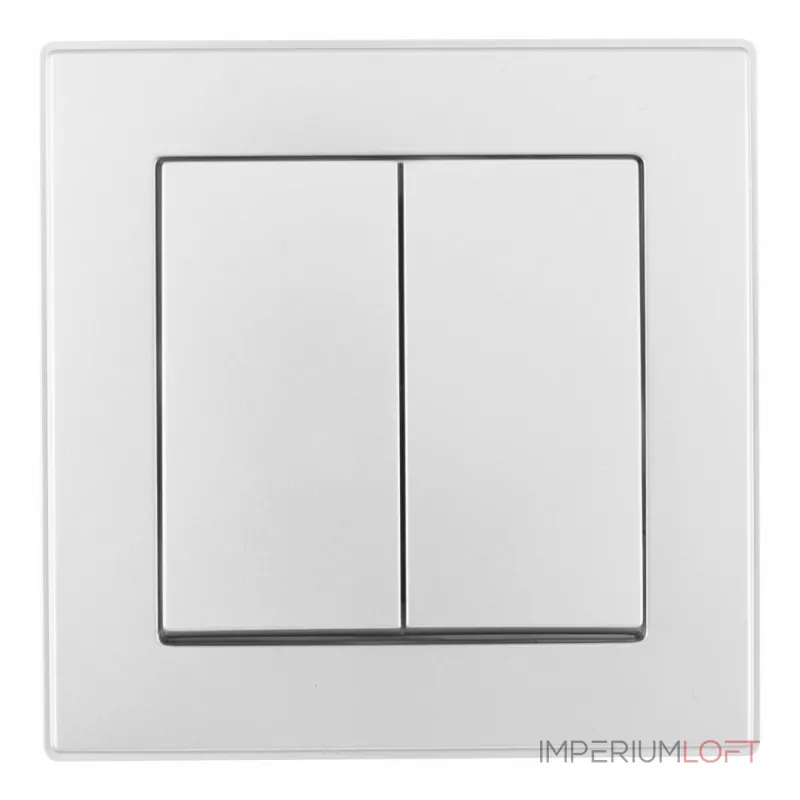 Выключатель двухклавишный с рамкой Arte Milano SET06-1-30-2 silver