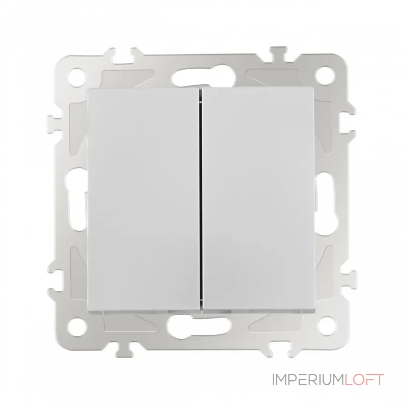 Выключатель двухклавишный, 10AX 250V 206.30-2.silver