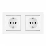 Розетка двойная (двухпостовая) с заземлением и шторками Arte Milano SET06-2-40-1x2 white