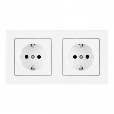 Розетка двойная (двухпостовая) с заземлением и шторками Arte Milano SET06-2-40-1x2 white