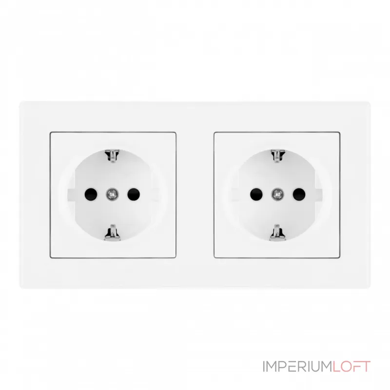 Розетка двойная (двухпостовая) с заземлением и шторками Arte Milano SET06-2-40-1x2 white